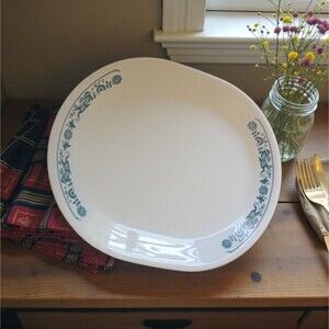 Corelle OLD TOWN BLUE SERVING PLATTER 12" Dish Oval Plate Farmhouse Cottage